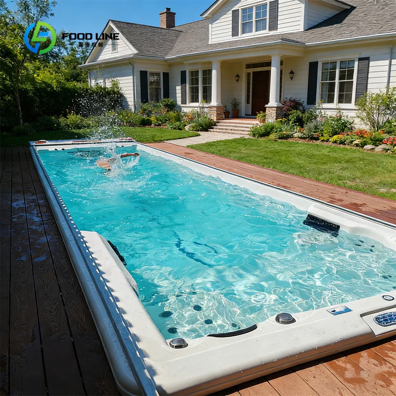 Customized Outdoor Spa Pool with Dual Zones and Separate Systems Multifunctional Massage and Training Swim Spa for 4-10People