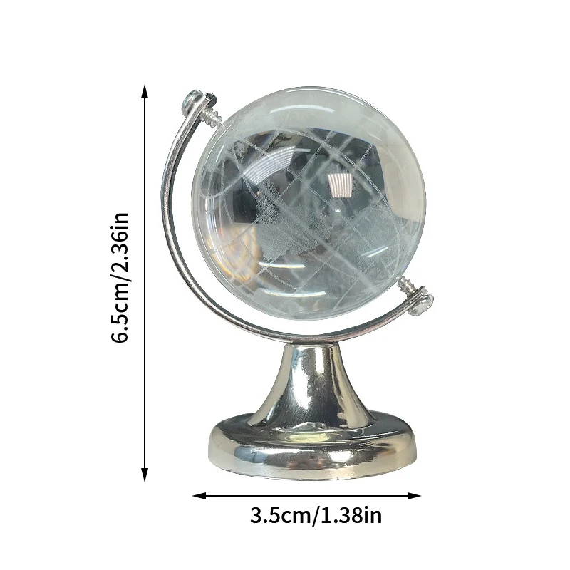 Ins Mini Crystal Globe Transparent Earth Globe Ball Glass Miniature Ornament Educational Toys Home Decor Gift Office Decoration