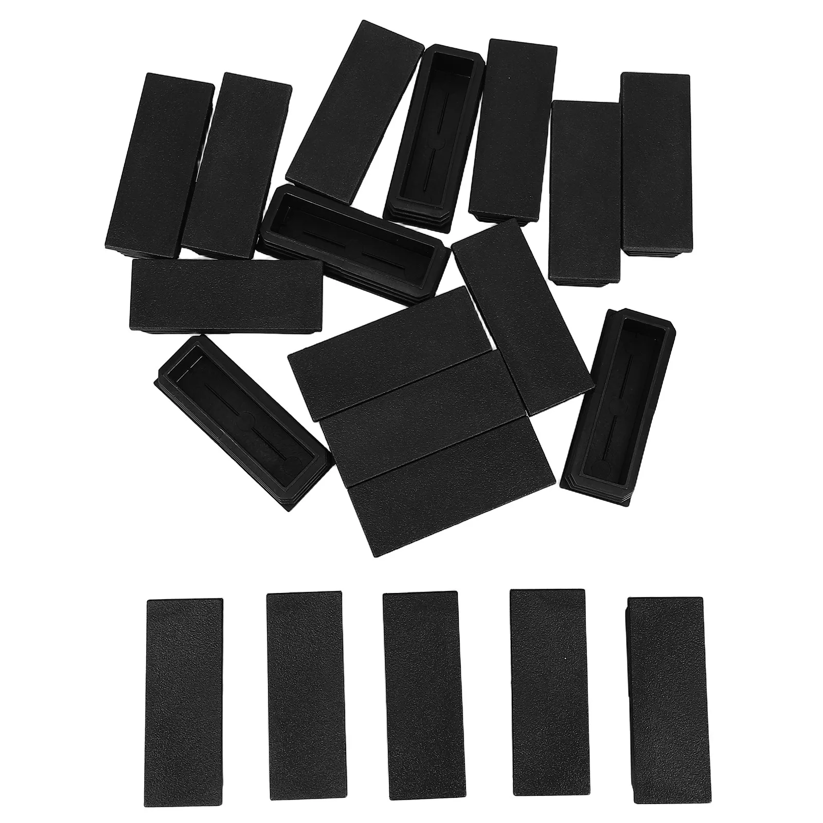 20Pcs Plastic Rectangular Tubing End Caps 3.15x1.18in Chair Leg Cap Protector Metal Furniture Insert Floor Protectors
