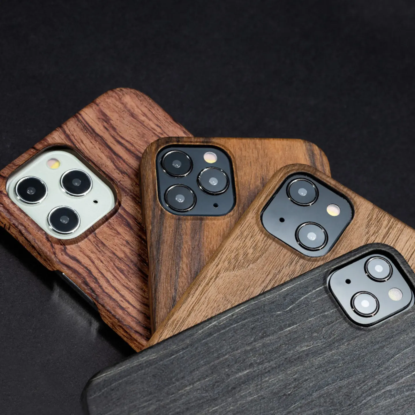 Image of 100% Echtes Walnuss-Rosenholz Black Ice Holz Superleichte Handyhülle für iPhone 17 16 15 14 13 12 Pro Max 12mini 13mini Rückseite