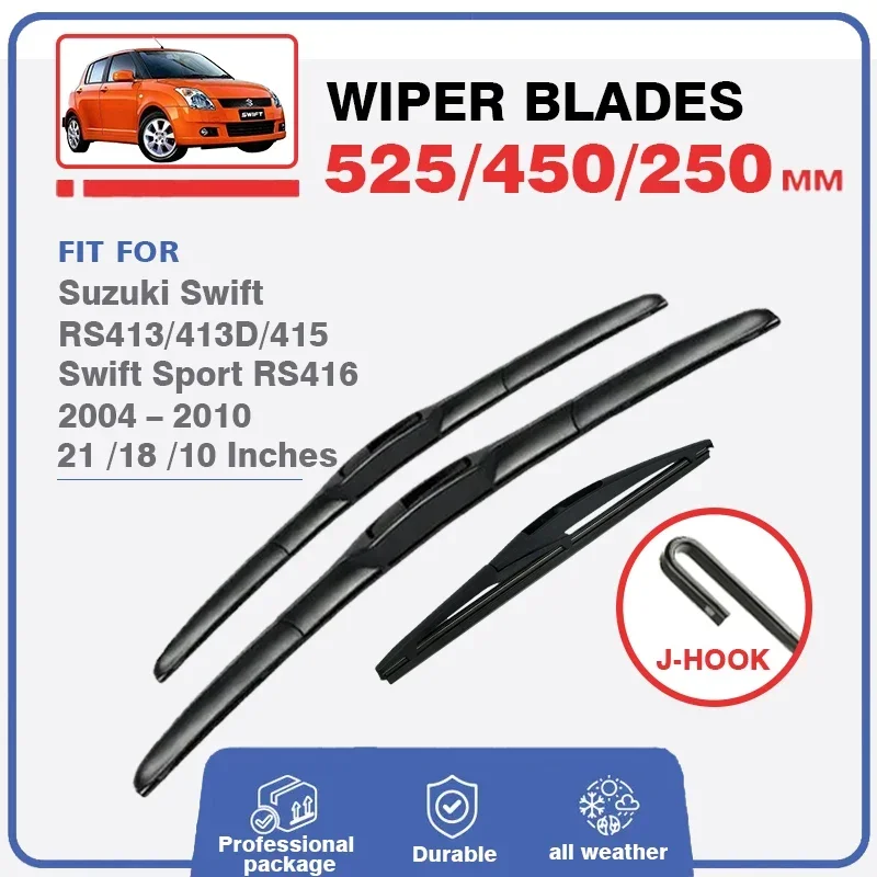 Front Rear Wiper Blades For Suzuki Swift Hatchback RS413 RS413D RS415 2004 - 2010 Sport RS416 Car Windscreen Window Windshield