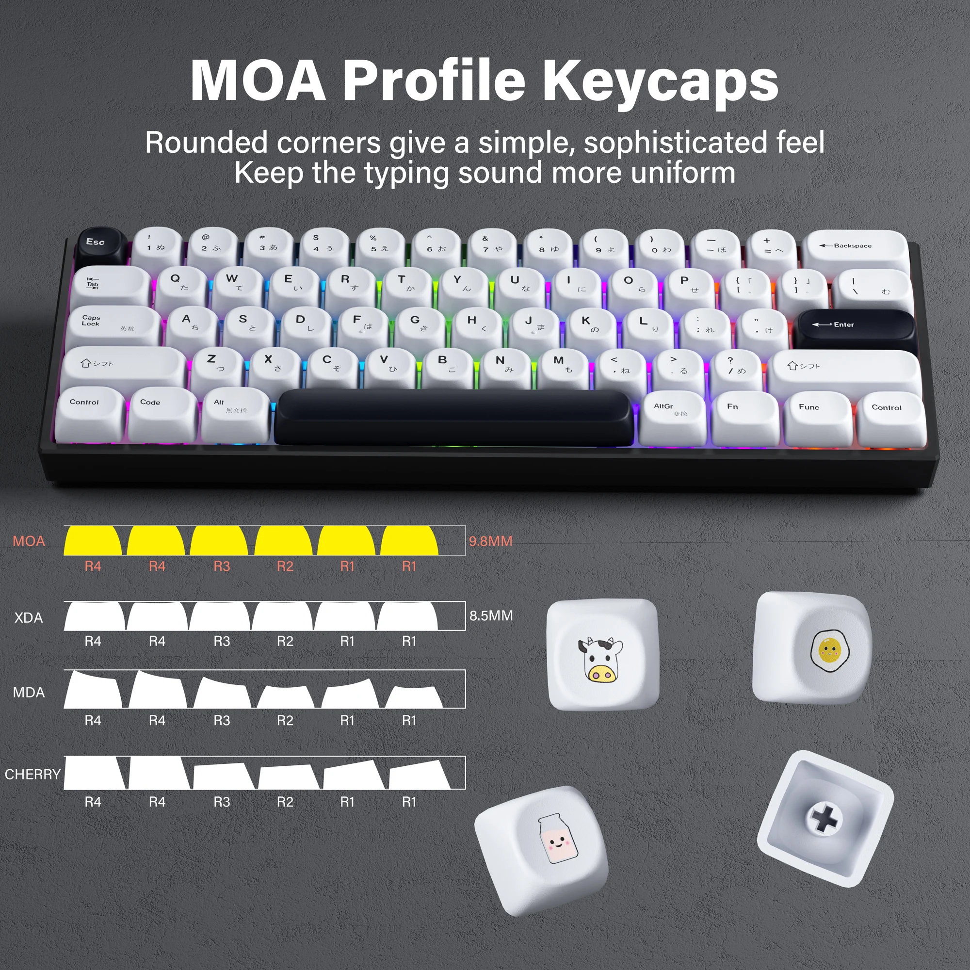 

Japanese Keycap Minimalist White MOA Profile Thermal Sublimation PBT Keycaps for 61/64/87/98/108 Mechanical Keyboard 137 Keys