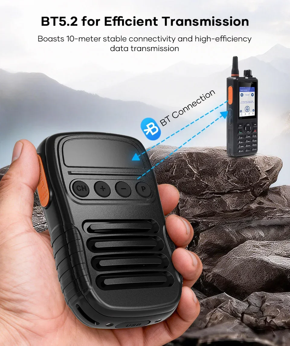 NEW UNIWA BM008 Zello SOS PTT Button Microphone 1800mAh BT Professional Handheld Universal for Mobile Phones and Walkie Talkie