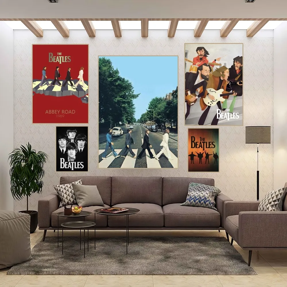 B-Beatles Hot Band Poster Home Room Decor Aesthetic Art Wall Painting Stickers