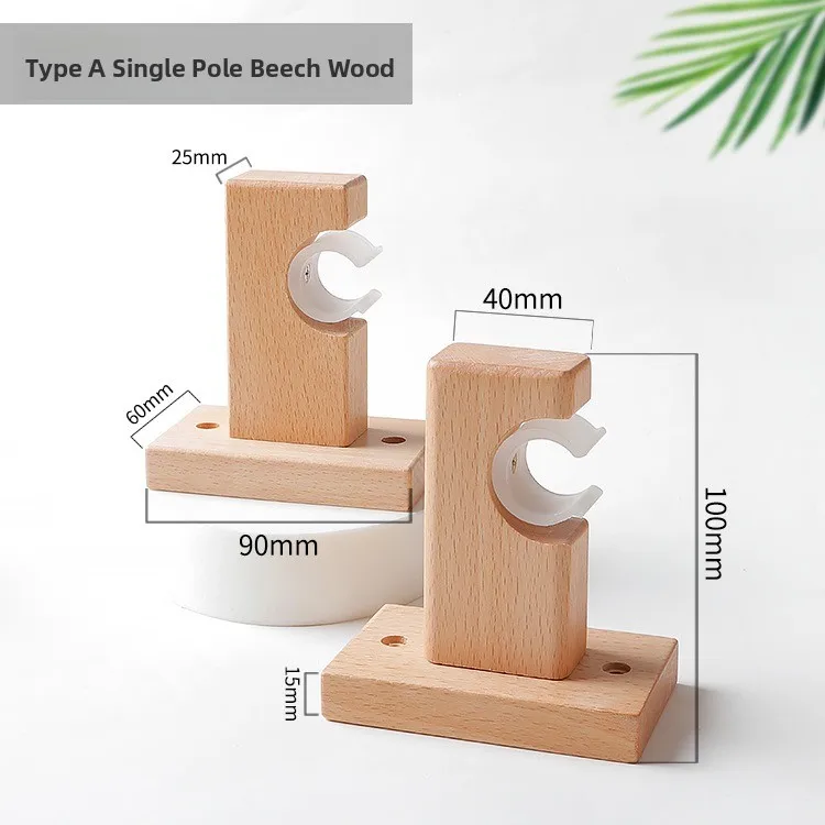 Thickened Wooden Roman Pole Tapestry Holder Top Fixed Bracket for Home Fabric Wall Hanging Accessories Elm Wood Bracket