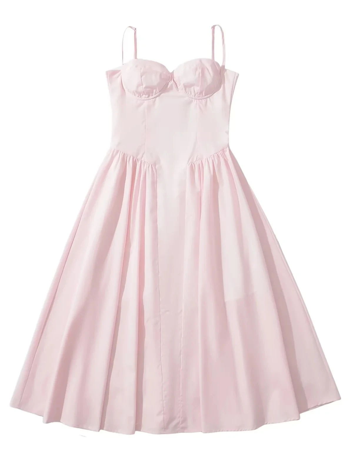 

Ретро-платье макси с низким вырезом, розовое, без бретелек, для весны и лета, для повседневной носки, с пышной юбкой, женская одежда