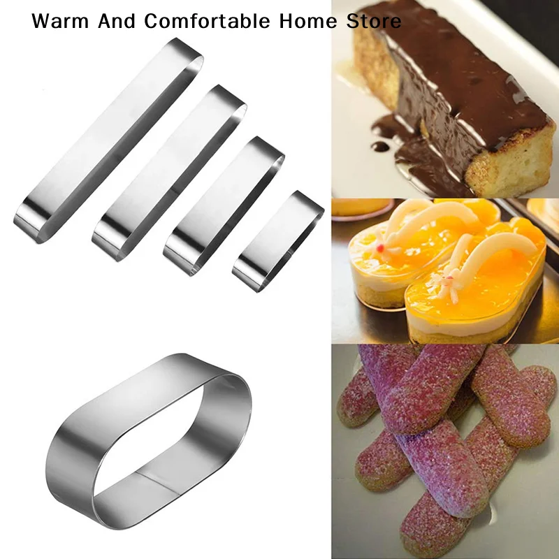 【SE】1pcs Stainless Steel Mousse Ring Rectangle Oval Cake Ring 4 Sizes Cookie Cutters Mousse Baking Mold Tiramisu Puff Bake Tools