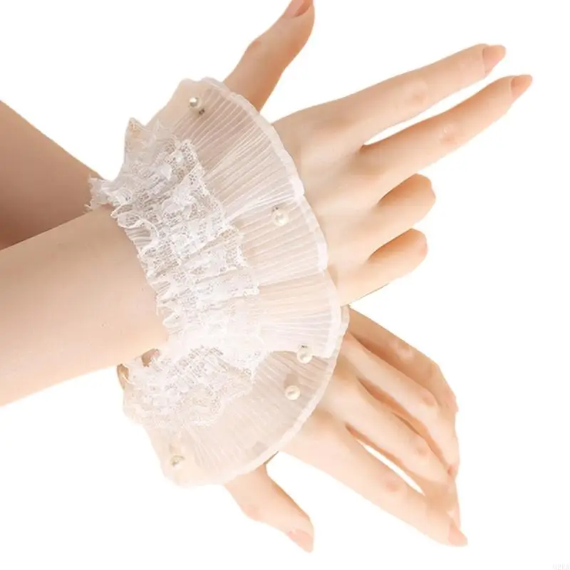 2026 New Elegant Women Lace Ruffle Sleeves Wrist Cuffs Arm Sleeves For Special Occasion