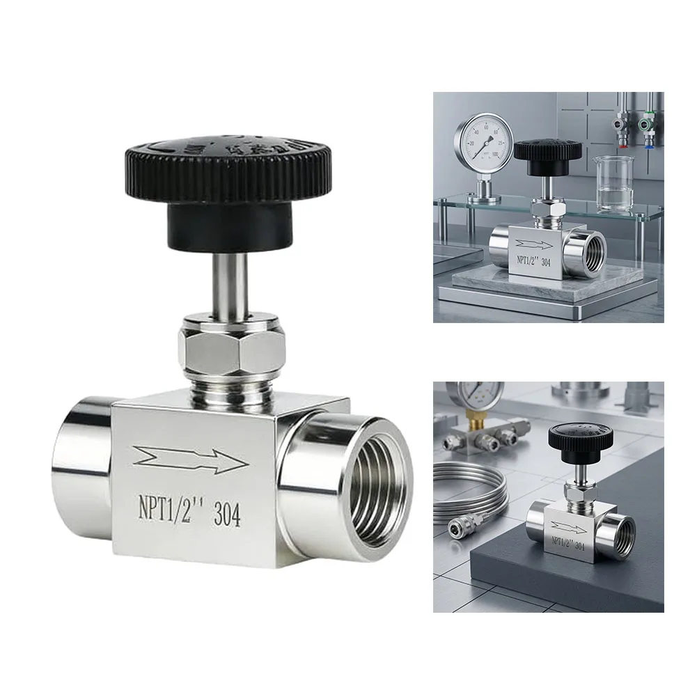 Stainless Steel 12 NPT Needle Valve with Straight Through Design for Direct Flow Path and Efficient System Integration