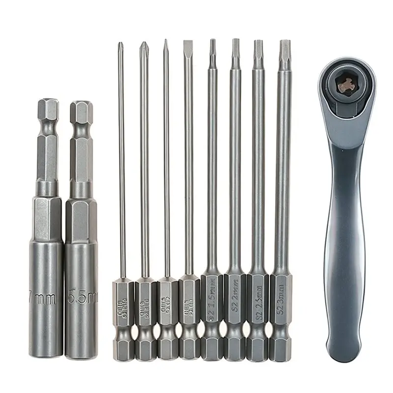 M11K-RC Model Repair Tool Kit, Ratchet Wrench Screwdriver Socket Set, Portable Repair Tools Bag For 1/8 1/10 RC Car