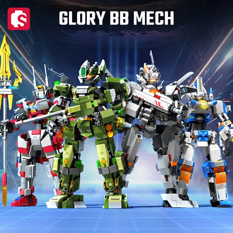 SEMBO Glory BB Mech Series Transforming Mecha Assemblage Building Blocks Kits MOC Robot Model Ornaments Kids Toys for Boys Gifts