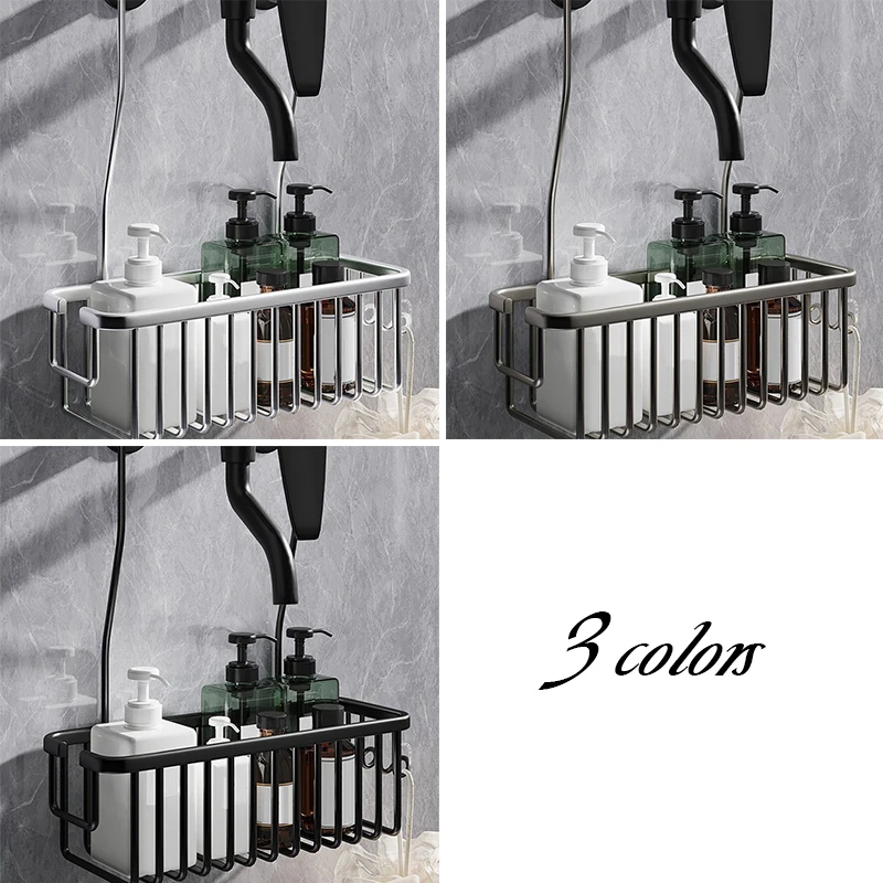 

Silver/Black/Grey Aluminium Bathroom Shelf Without Drilling Shower Shelves Shampoo Holder Basket Storage Bathroom Accessories