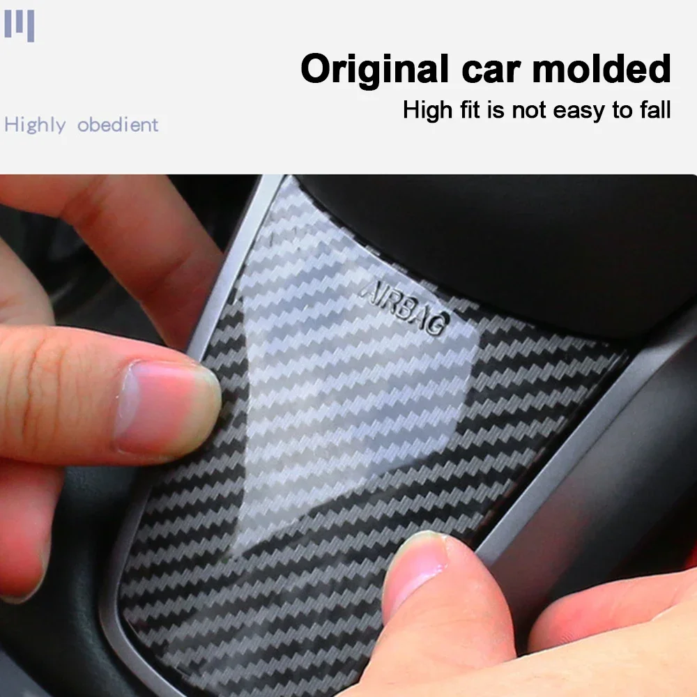 Carbon Fiber Steering Wheel Trim for Tesla Model 3 Model Y Matte ABS Novelty Modified For Tesla Interior Accessories 2022 2023