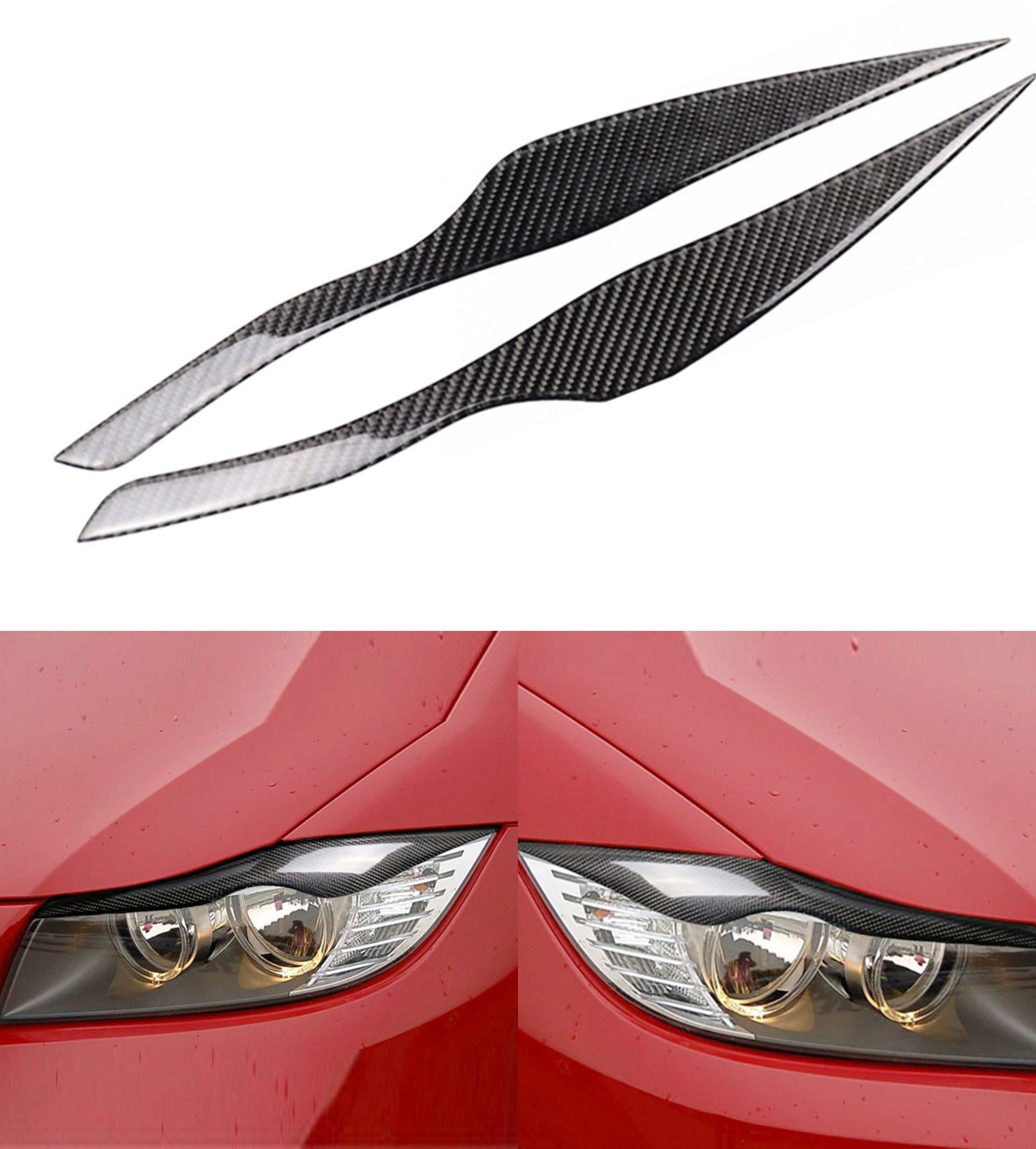 

Headlights Eyebrows Eyelids for BMW E90 320i 325i 330i Front Headlamp Eyebrows Trim Cover Car Styling Accessories Carbon Fiber