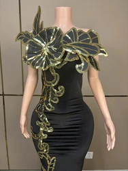 Flowers Tube Evening Party dresses drag costume sexy festival show costumes evening dress with stones Birthday Special Ocassion