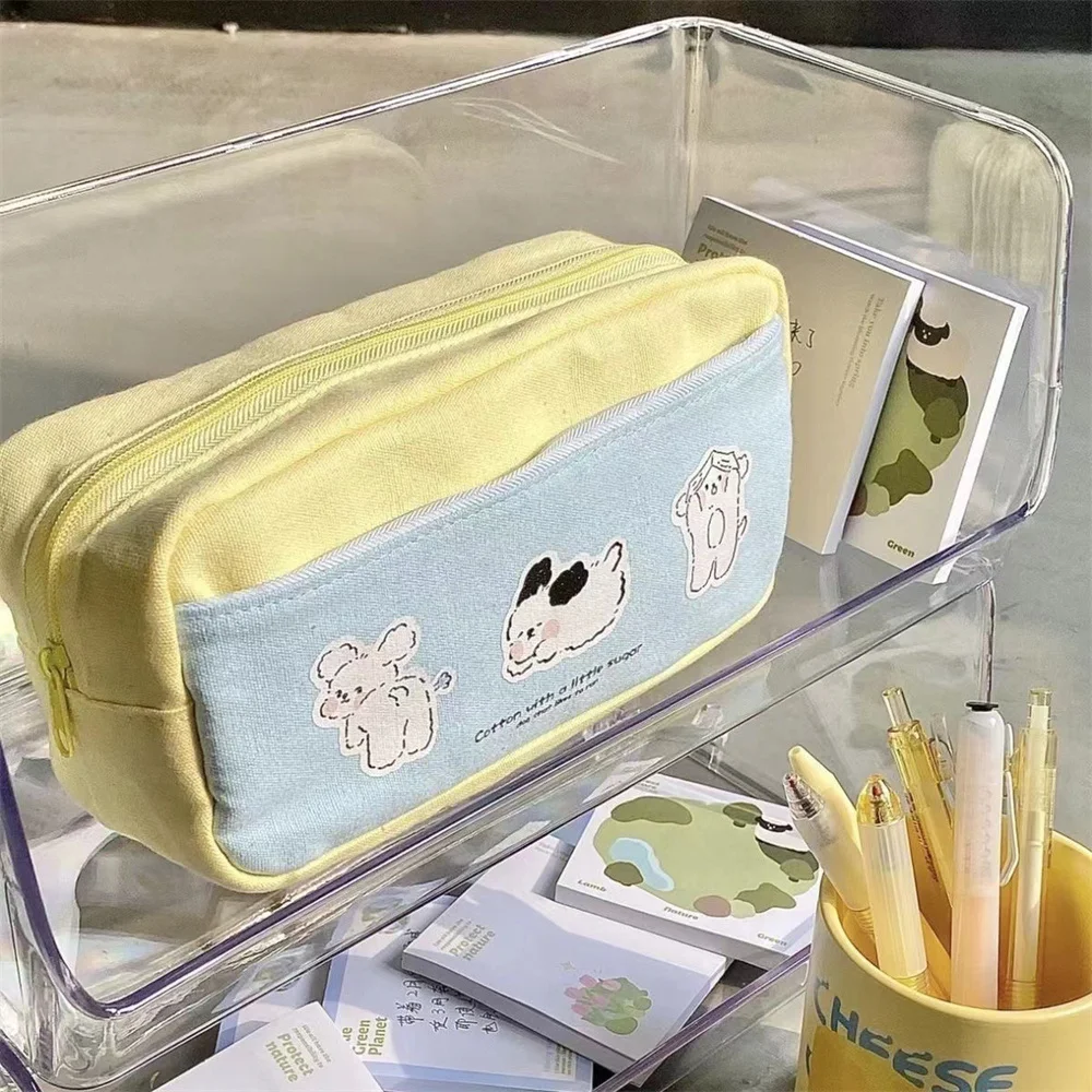 Storage Bag Sturdy And Practical Car Line Neat Printing Puppy Pencil Case Pencil Box Cute Cartoon Preferred Material Canvas