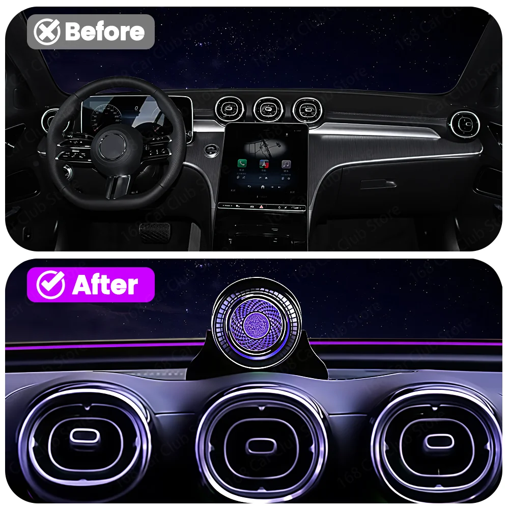 LED 64 Color Ambient Light Instrument Panel Rotating Center Speaker For Mercedes Benz C W206 W205 GLC X254 Car Audio 4D Tweeter