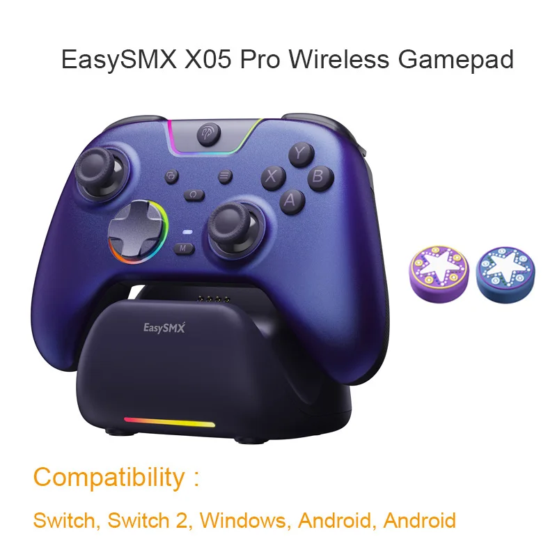 EasySMX X05 Pro draadloze gamecontroller met Hall-joysticks, 1000Hz polling gamepad voor PC, Nintendo Switch, Android en iOS