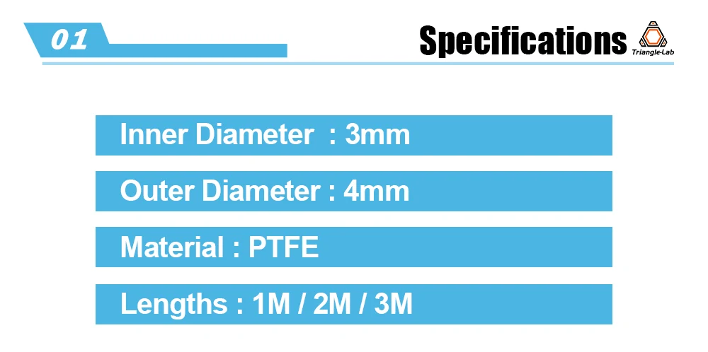 Trianglelab 3x4mm PTFE-Schlauch 3mm x 4mm ID3mm OD4mm Glatter PTFE-Ersatzschlauch für Rabbit MMU 1,75mm Filament HOTEND Extruder – Detail 2