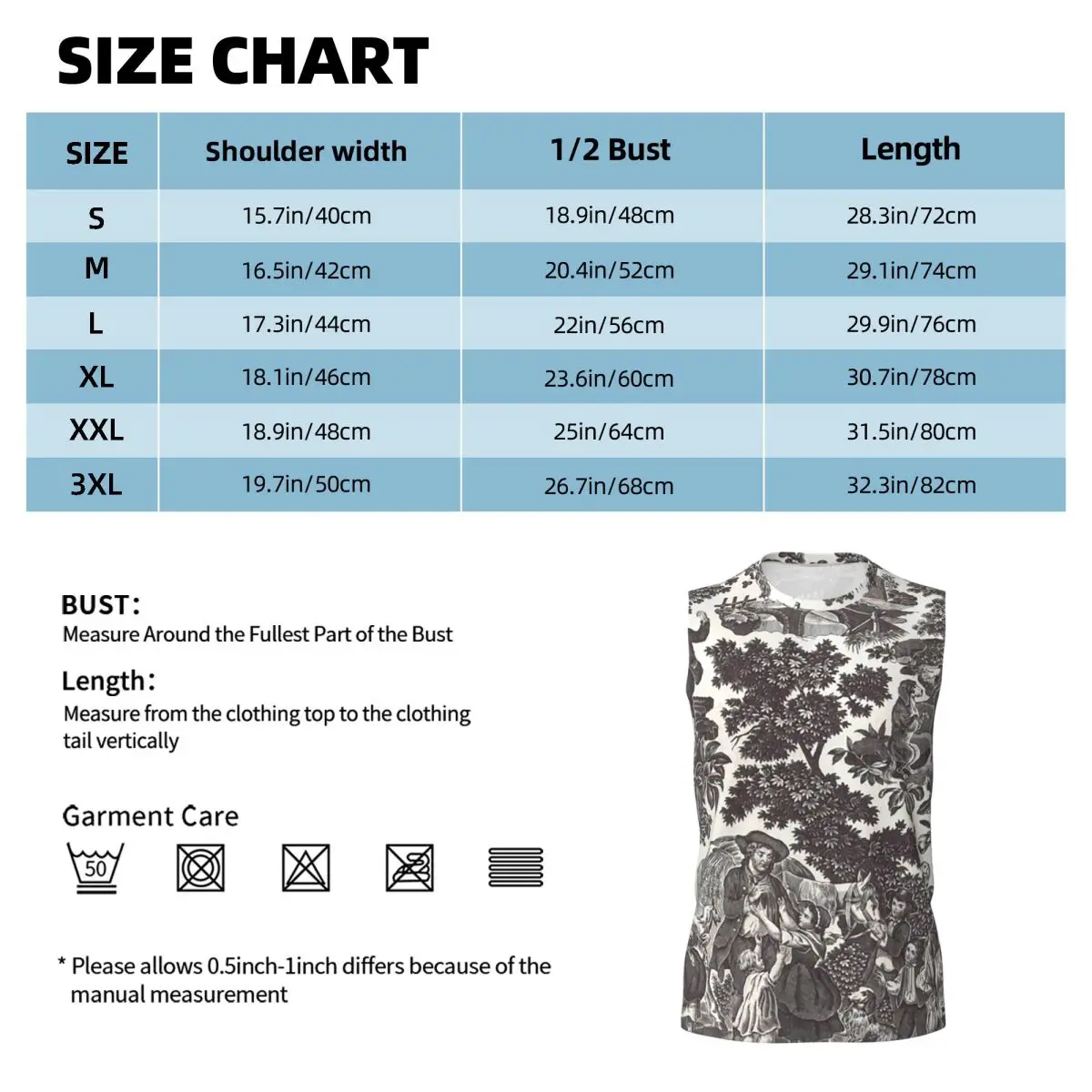 Toile De Jouy Family History Men Printed Sleeveless T-shirt Casual Hip Hop Street Style Beach Holiday Tank Tops