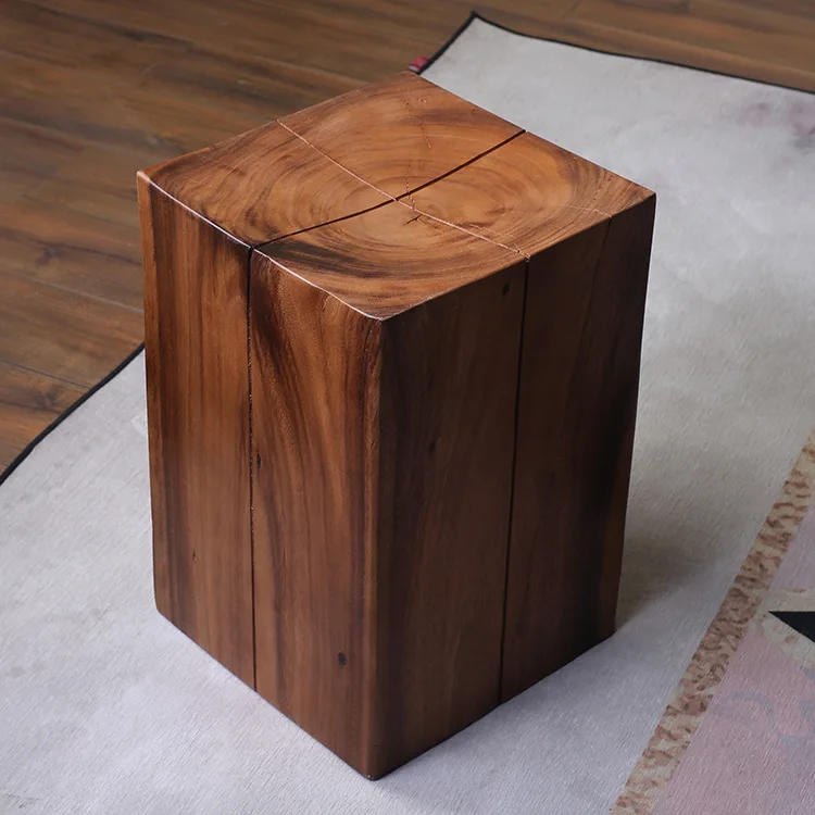Solid wood pier square stool square seat edge few bedside corner few logs outdoor stakes designer South American walnut