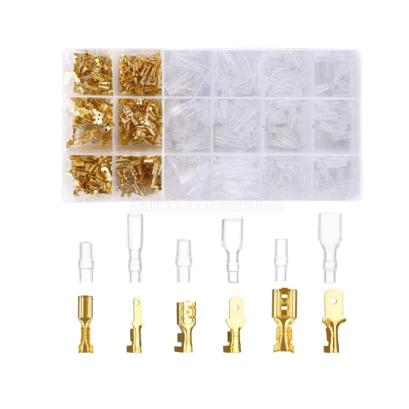 600Pcs 2.8mm 4.8mm 6.3mm Universal Spring Plug Wire Connector Crimped Crimping Hand tool Connection Terminals SN-48B