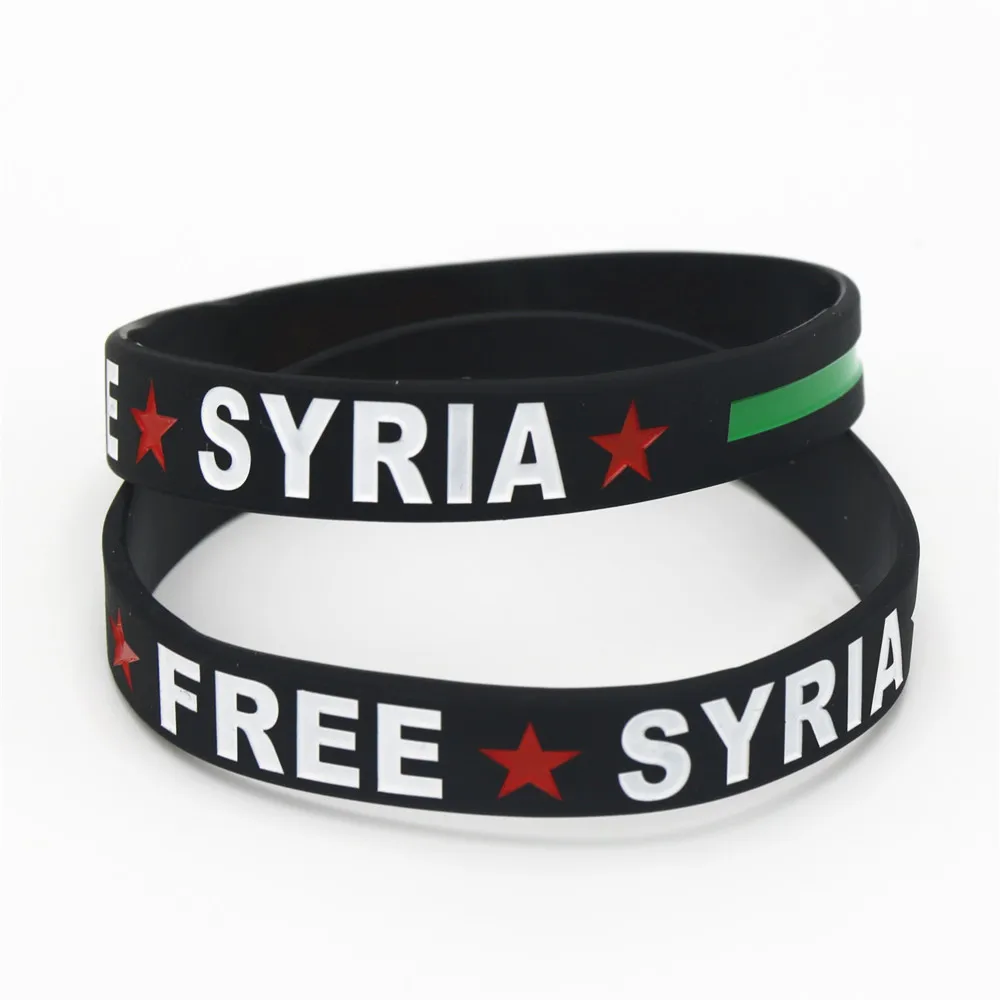 1PC Hot Sale Love Peace Free Syria Silicone Wristband  Debossed Letter Star Silicone Bracelet &Bangles Women Men Jewelry SH084