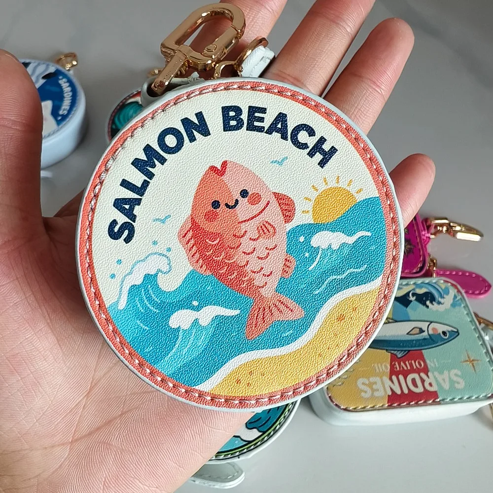 UV Printed Cartoon Sardine Coin Purse Keychain Charm Creative Mini Bag Charm Backpack Pendant Jewelry Gift for Women