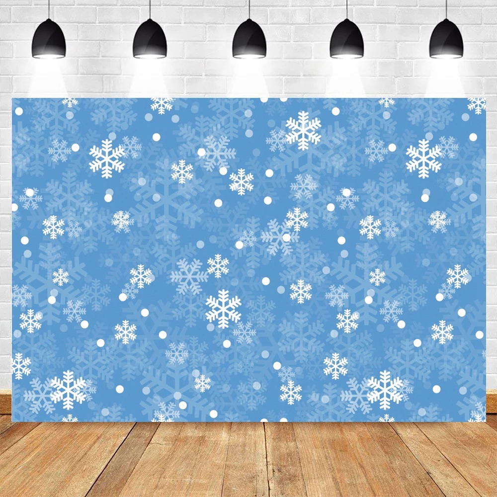 Winter Snowflake Portrait Backdrop Photography Blue and White Christmas Home Decoration Background Photozone Photo Studio Props