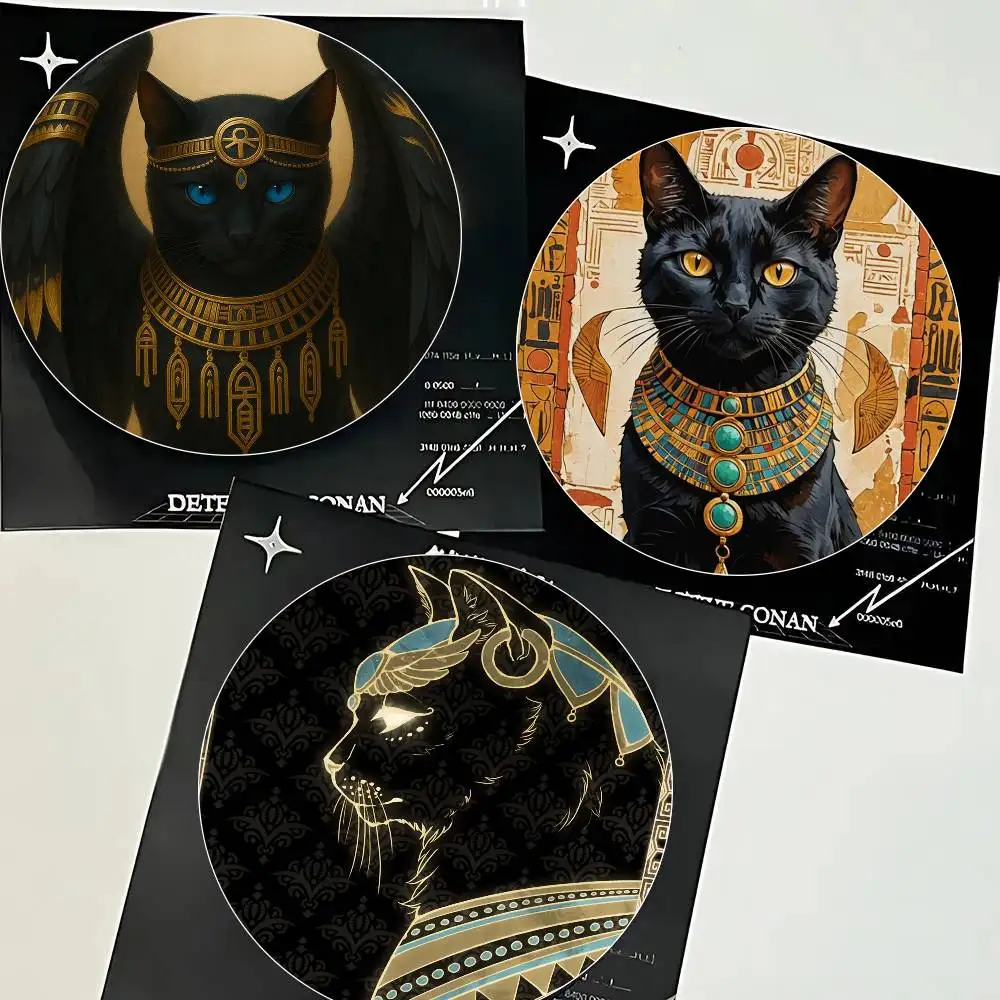 Egyptian Bastet Cat Goddess Retro Cartoon Style Badge Brooches On Backpack Decoration Round Enamel Pins For Accessorys