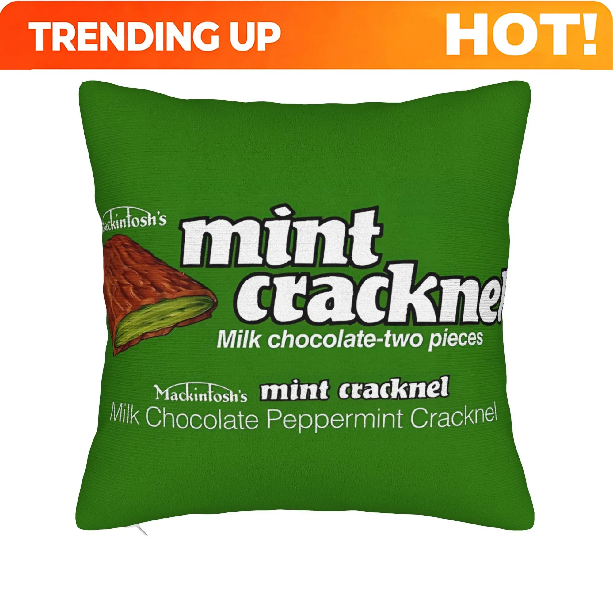 Customize Decorative Pillowcases Featuring a Mint Cracknel Chocolate Bar Wrapper, Perfect for Adding a Cozy Touch to Your Living