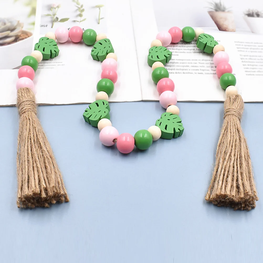 

2 Pcs Wooden Bead Decorative Pendant Beads Garland Beaded Home Decorations The Summer Wreath Hanging Rope Tiered Tray