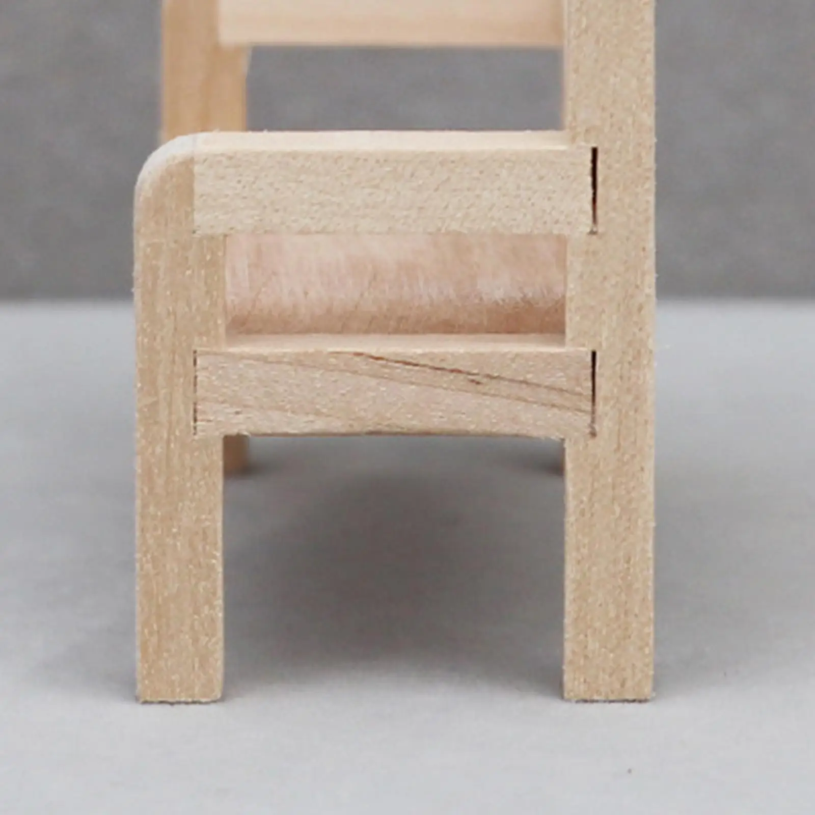 1/12 Scale Dollhouse Park Bench Mini Wooden Chair DIY Crafts Dollhouse Furniture