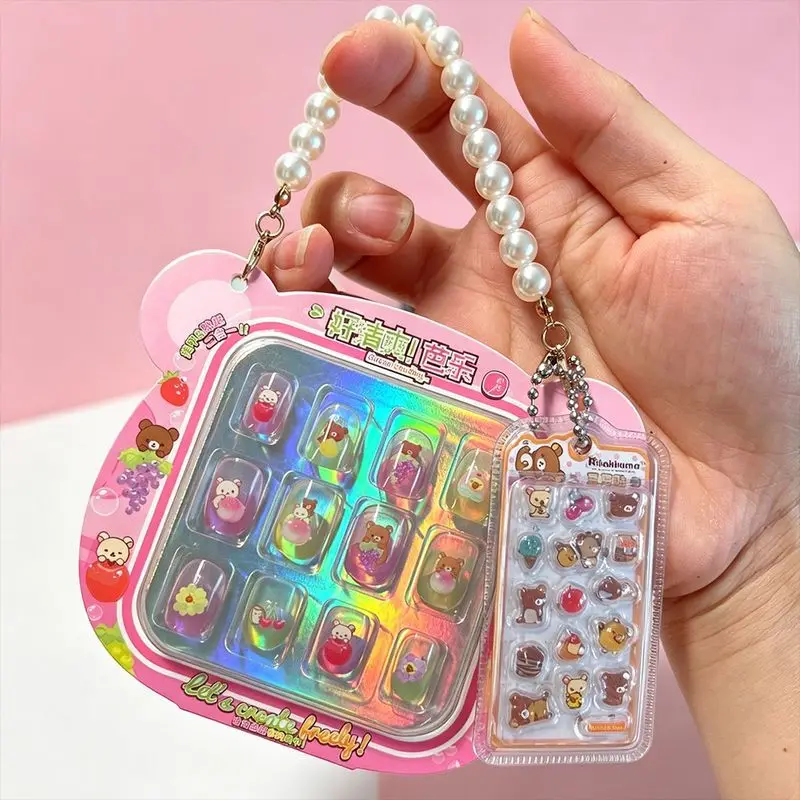 Authentic Rilakkuma Cartoon Nail Stickers Bag Charm Diy 3d Crystal Mini Sticker Backpack Pendant Decor Gift