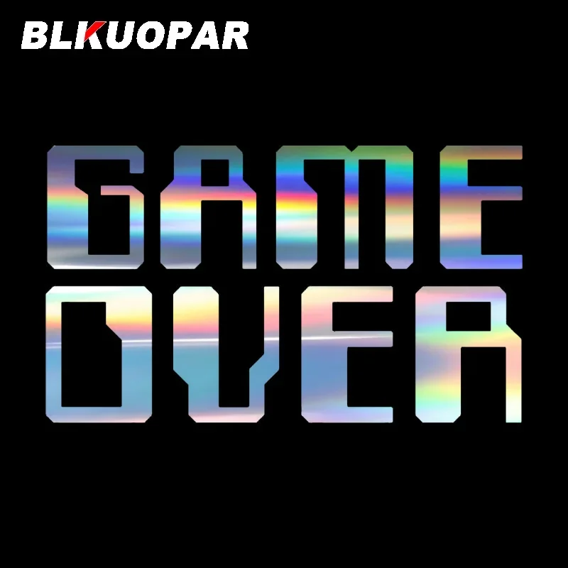 BLKUOPAR Game Over Car Sticker Fashionable Funny Laser Waterproof Sunscreen Vinyl Die Cut Decal Bumper Caravan Car Accessories