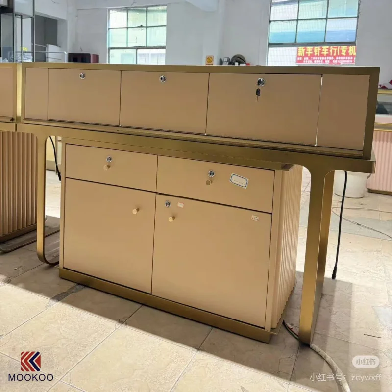 custom.Bespoke Curved-Tempered Glass Jewelry Display Cabinet Matte Frame Showcase