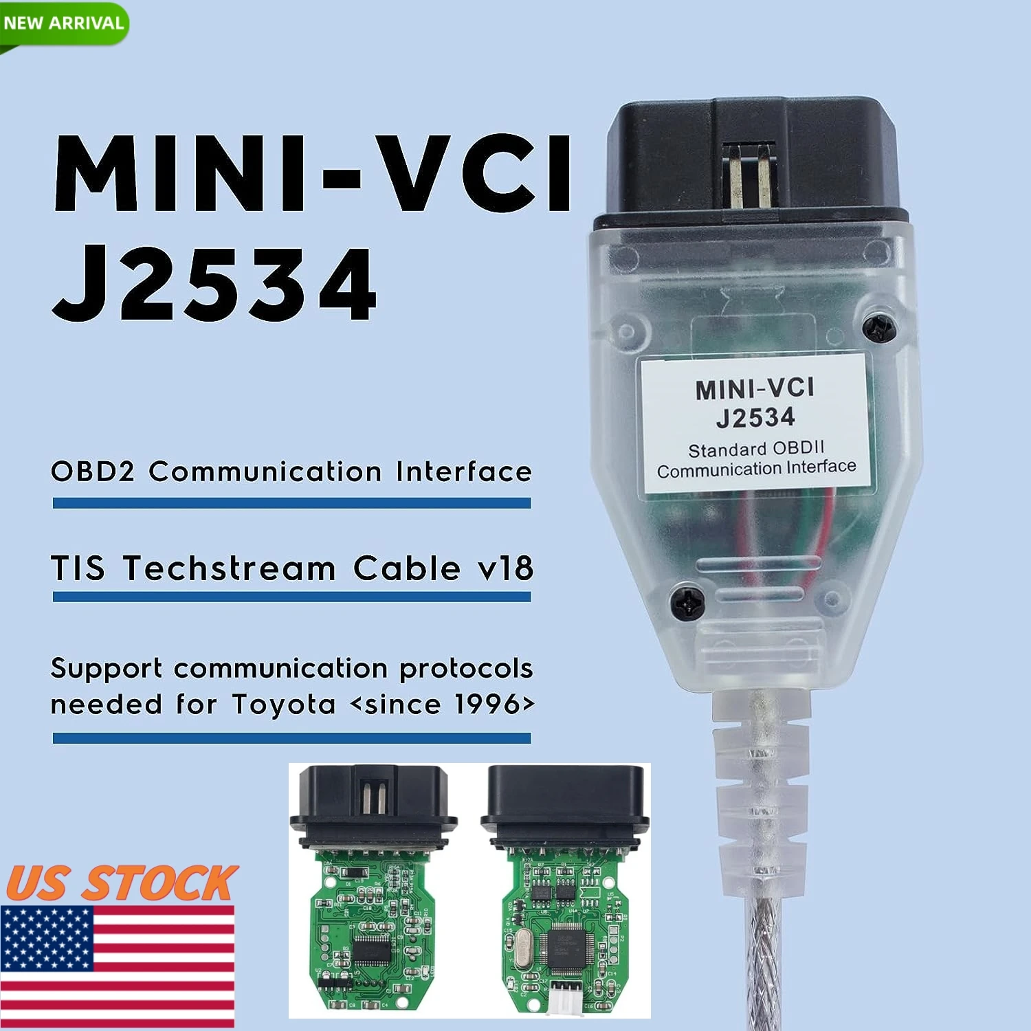 Mini Vci for Toyota TIS V18.00.008 J2534 OBD-2 Diagnostic Cable for Toyota/Lexus Until 2023 DTC Firmware Editor with FTDI FT232R