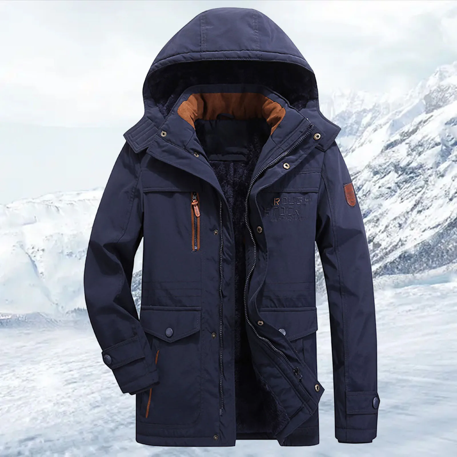 Herren-Winterjacke, gepolstert und verdickt, lockerer, lässiger Stil mit Taschen, Jacke, Mantel, Downs-Mantel für Herren, Herren-Winterjacke