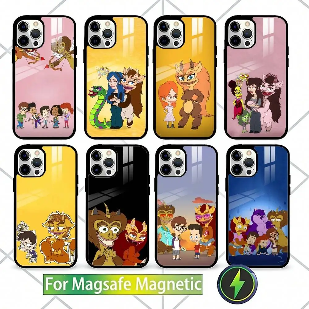 

Cartoon B-Big M-Mouth Phone Case For iPhone17,16,15,14,13 Plus,Pro Max Magnetic For Magsafe Wireless Charging