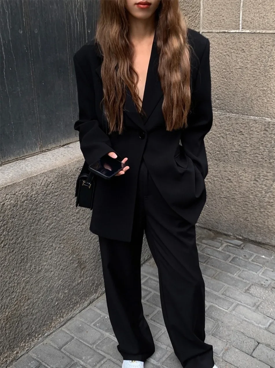 Modischer Slim-Fit Schwarzer Blazer für Damen, Frühjahr/Herbst 2026 Neuerscheinung, Einfarbiger Schlankmachender Lässiger Langarm-Blazer – Detail 9