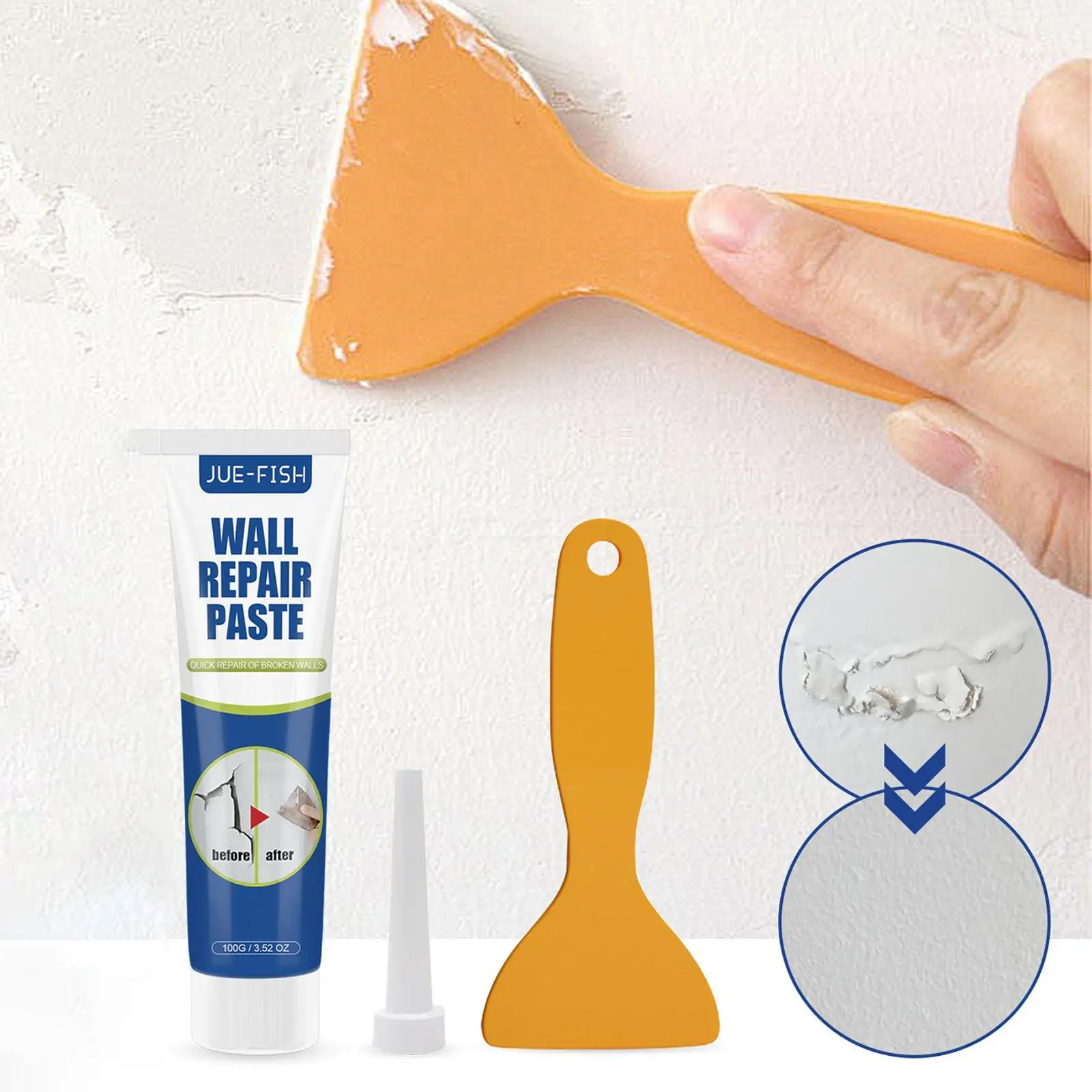 Drywall Repair Kit with Scraper Quick Drying Hole Filler Spackle Repair Paste for Ceilings Apartments Home Cracks Plasterboard