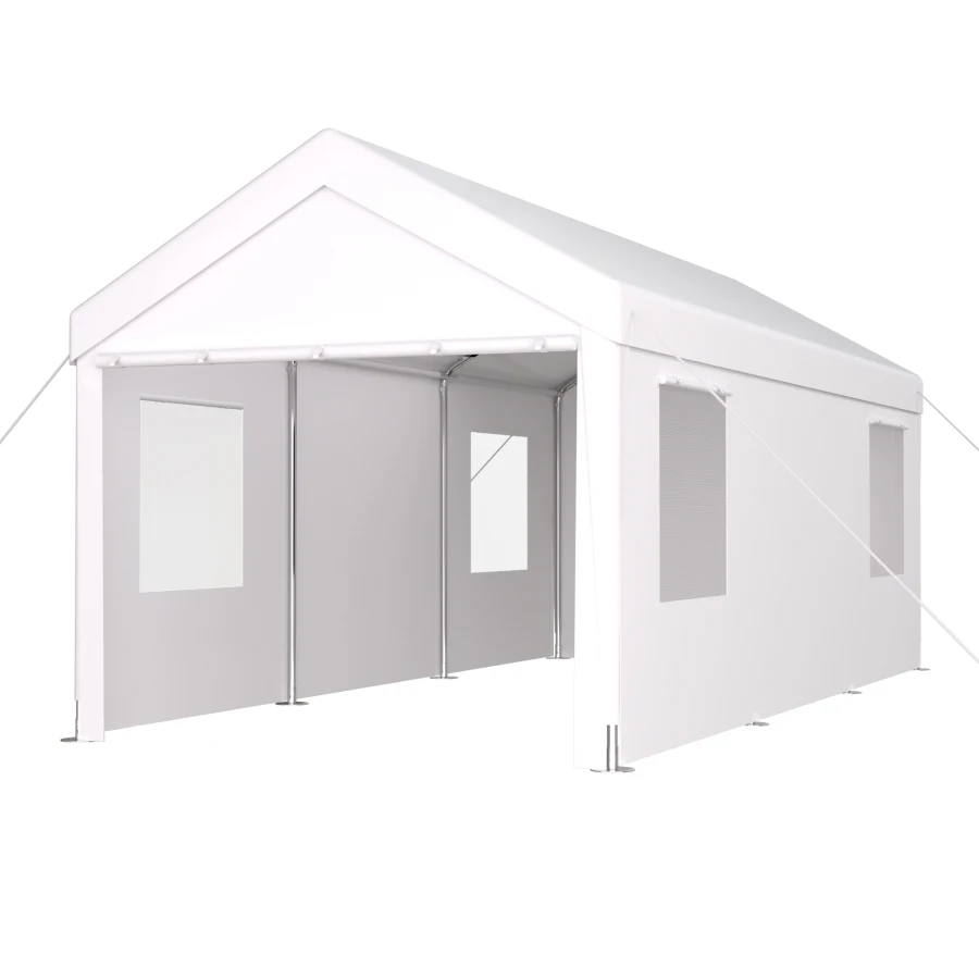 

Carport 10' x 20' Portable Garage Heavy Duty Car Port Canopy with 2 Roll-up Doors and 4 Ventilated Windows for Car Truck Boat G