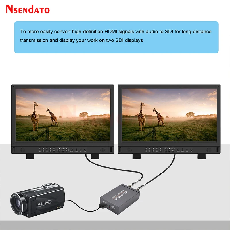 4K HDMI to SDI with Power adapter Mini 3G HD SD-SDI Video Micro Converter Adapter with Audio Auto Format Detection for Camera