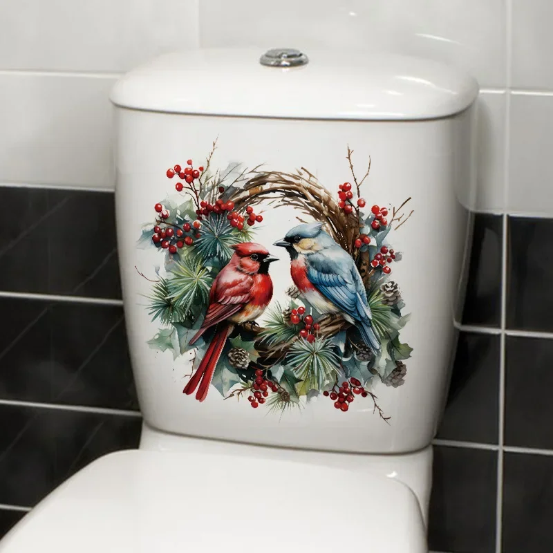 Christmas Bird Animal Wall Sticker Bathroom Toilet Decor Living Room Cabinet Refrigerator Home Decoration Decals 2025 Christmas