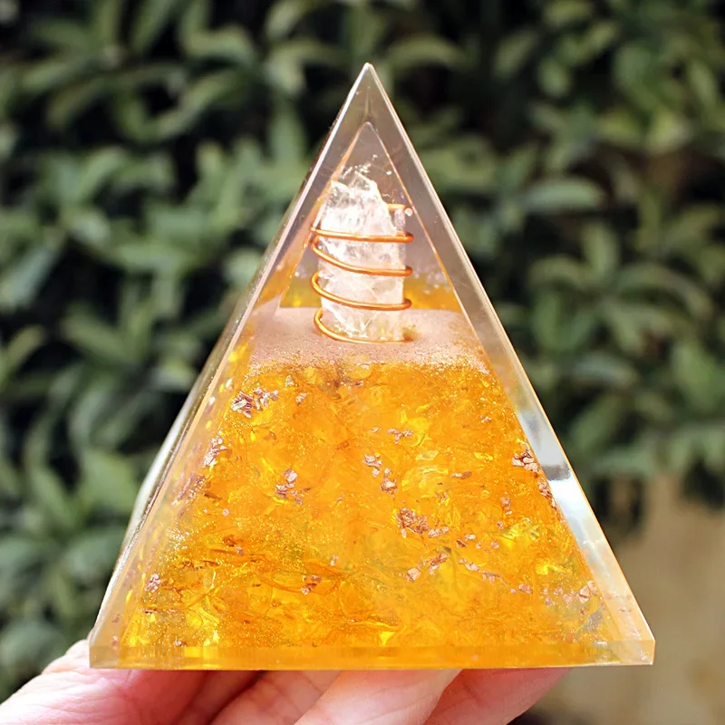 Burst crystal pillar crushed stone pyramid resin glue dripping handicraft table ornament gift