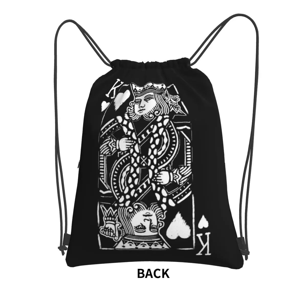 King Of Hearts Painted Poker Playing Card Backpacks Casual Drawstring Bags Sports Bag Book Bags for Man Woman School