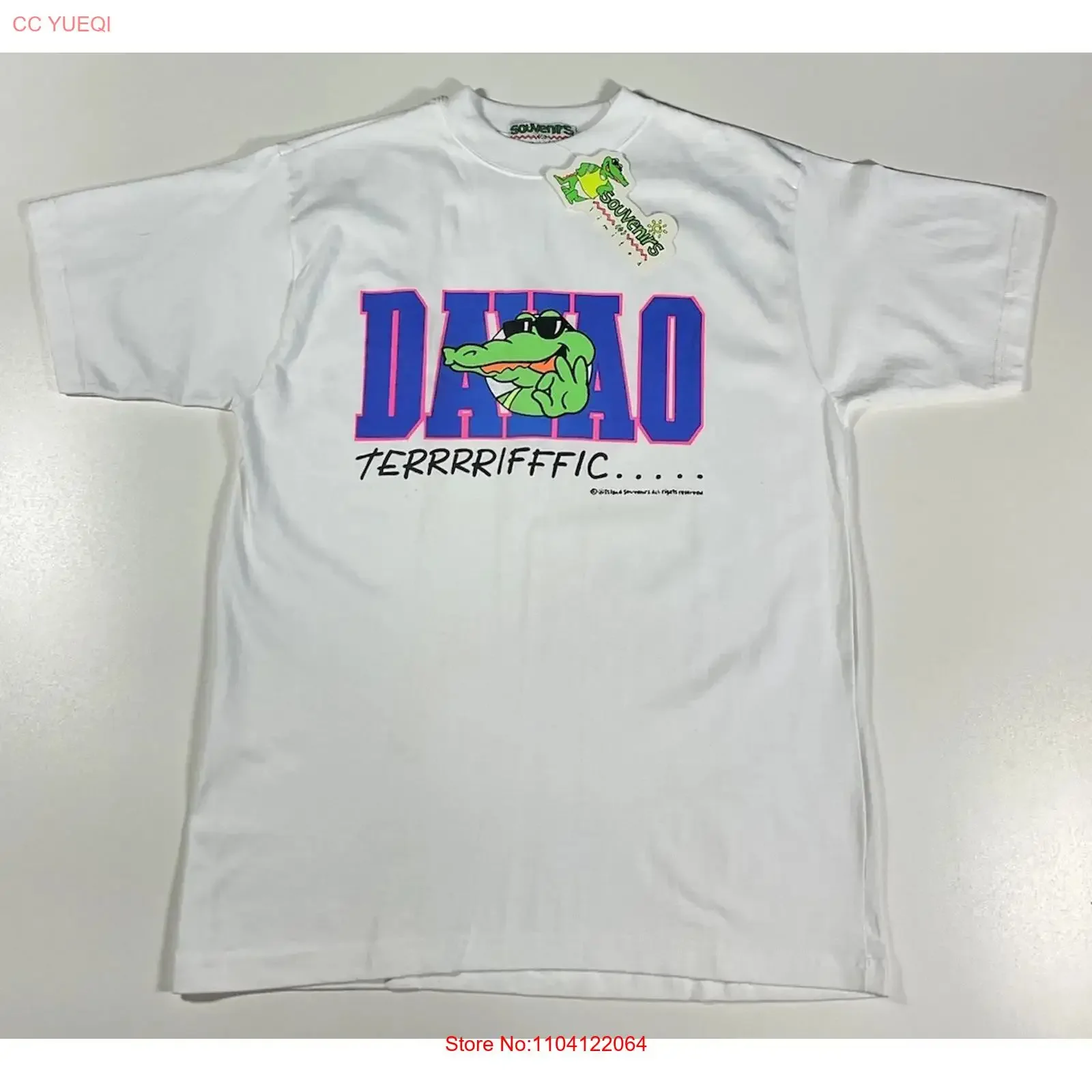 Vintage Davao Philippines T Shirt Sz M NWT Tourist Alligator Art 90s vintage Washed fashion Casual graphic designer clothes