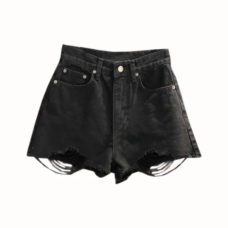 Mulheres Denim Shorts de Cintura Alta Casual Rasgado Calças Curtas Moda Coreano Menina Shorts Solto Sexy Short Jean Calças 2023 Novo Verão