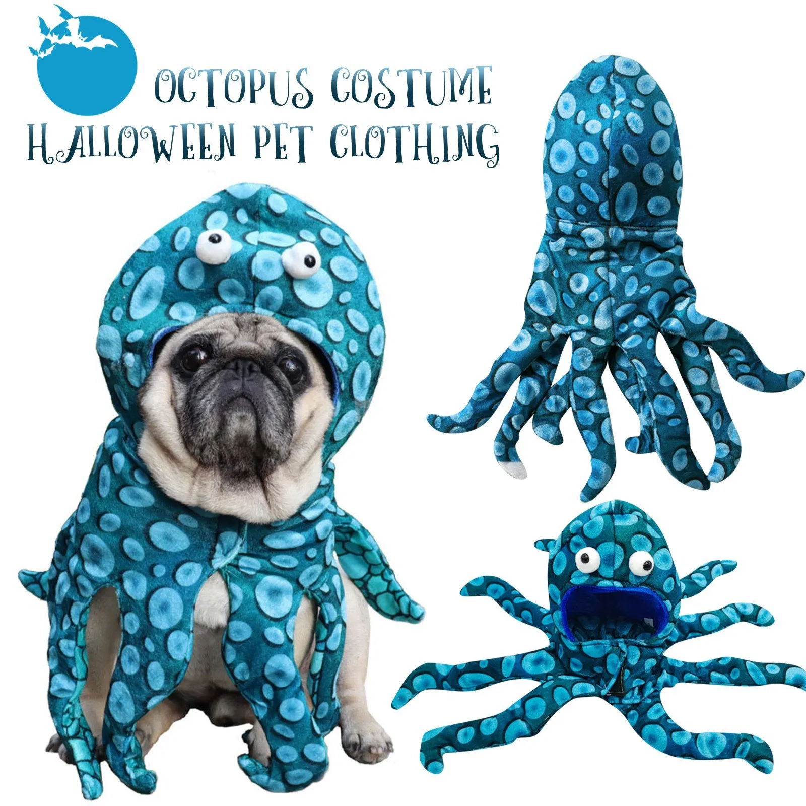 Dog Cat Octopus Costumes Pet Halloween Cosplay Dress Funny Octopus Costume Headwear for Small Dogs Chihuahua Pug Party Outfits