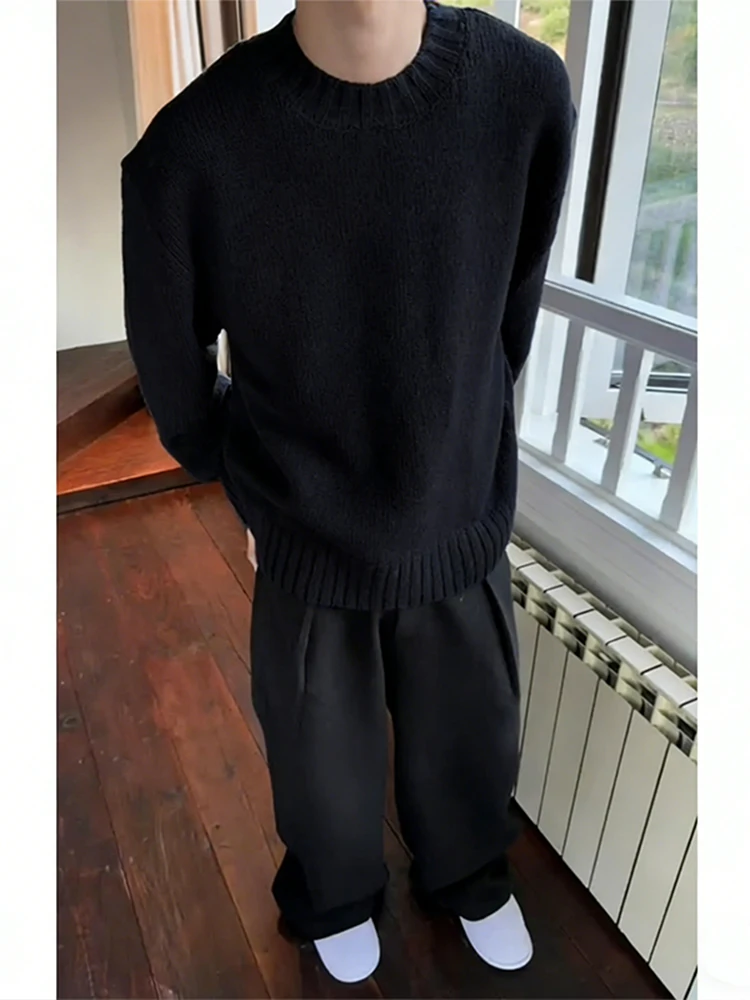 

Мужской вязаный свитер Bla American Style с круглым вырезом, на флисовой подкладке, теплый базовый слой для весны и осени, из пряжи Lazy Style